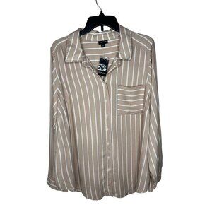 Torrid Womens Button-Up Striped Shirt Mushroom Size 2X